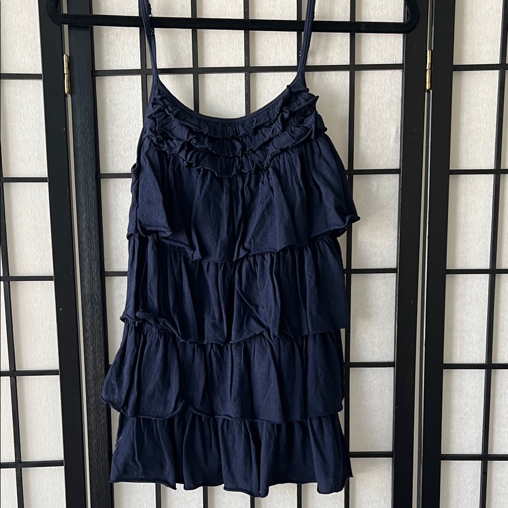Navy Ruffle Layered Women's Top